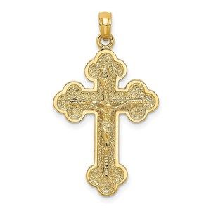 Million Charms 14K Crucifix W/ Budded Tips Necklace Charm Pendant